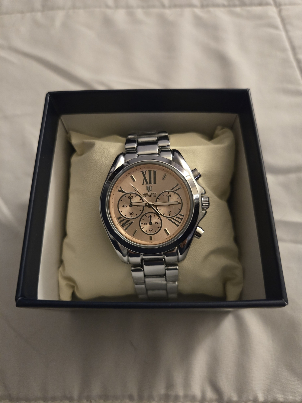 Womens Stainless Steel Chronograph Watch - Rose Dial